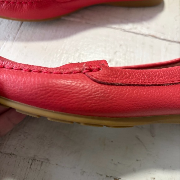Coach Opal Pebbled Leather Loafers size 7.5 Coral Salmon Slip On Shoes - Picture 11 of 13